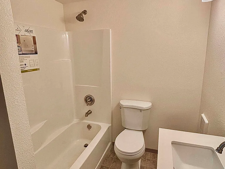 One of the two full bathrooms