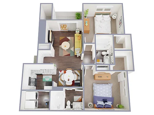 Floor plan 2 Bed, 2 Bath A