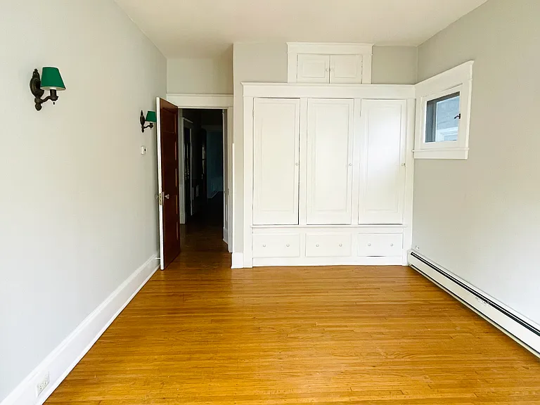 Master bedroom with built-in closets. Comfortably fits a king bed against right wall with port windows.