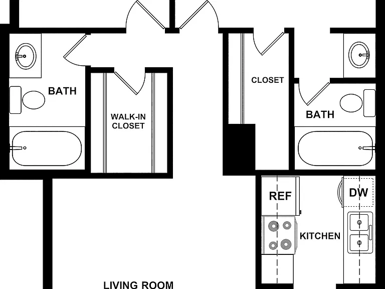 2D Two-Bedroom B Floor Plan 2D Two-Bedroom B Floor Plan