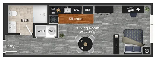 Floor plan 303,403,503,603 STUDIO - 1 BATH