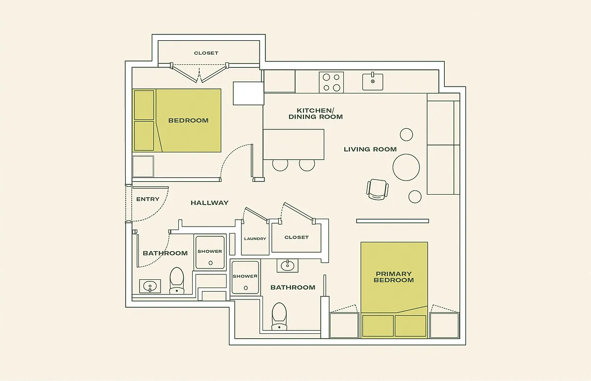 Floor plan Two Bedroom (B4)