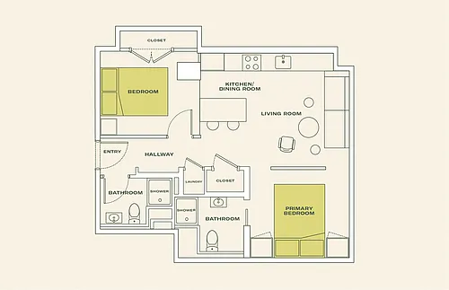 Floor plan Two Bedroom (B4)