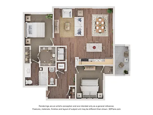 Floor plan 2BAV (Audio/Visual Accessible)