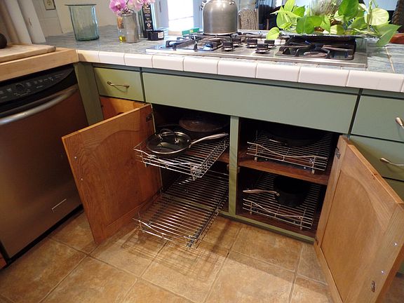 Stainless drawers throughout