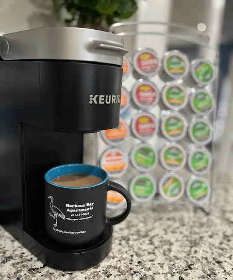 Enjoy our complimentary coffee bar in our leasing office!