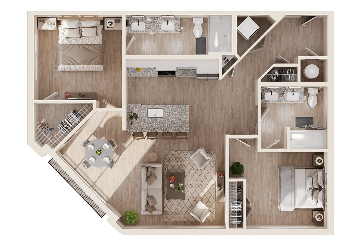 Floor plan B3 Two Bedroom / Two Bath