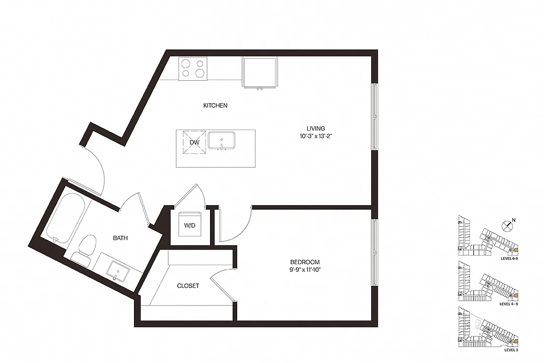 Floor plan One Bedroom A6