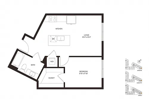 Floor plan One Bedroom A6
