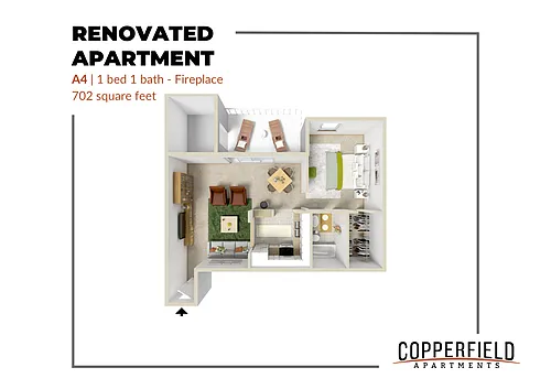 Floor plan A4 Renovated with Fireplace
