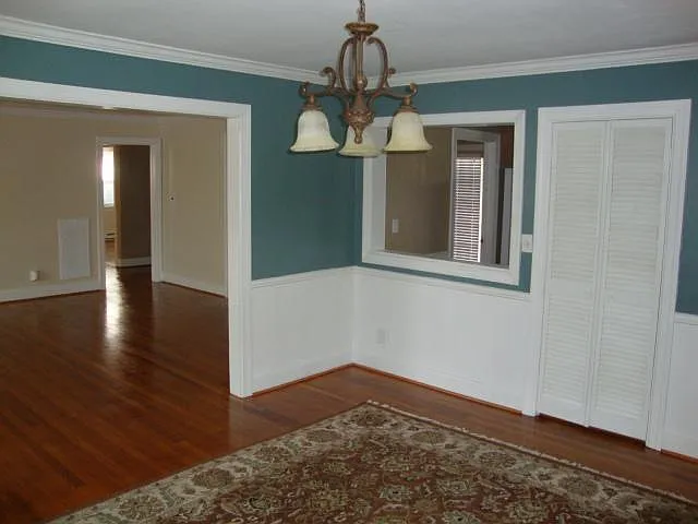 Dining room view of living room and pass-through to kitchen