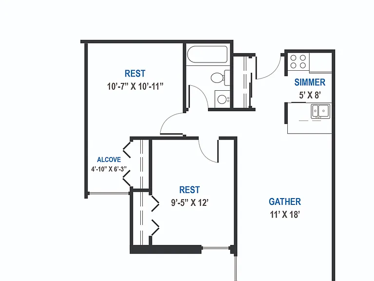 Kings Cross - 2 Bed / 1 Bath - 697 SF Kings Cross - 2 Bed / 1 Bath - 697 SF