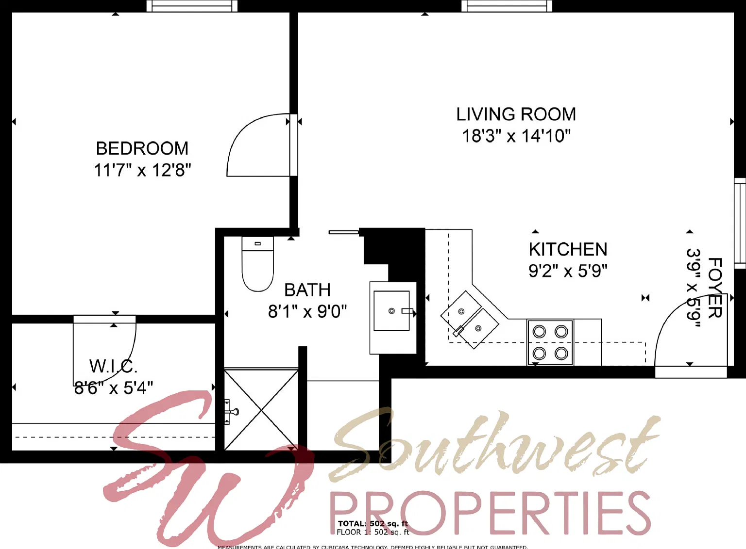 1 bed, 1.0 bath, 502 sqft, $1,100 — Photo 4