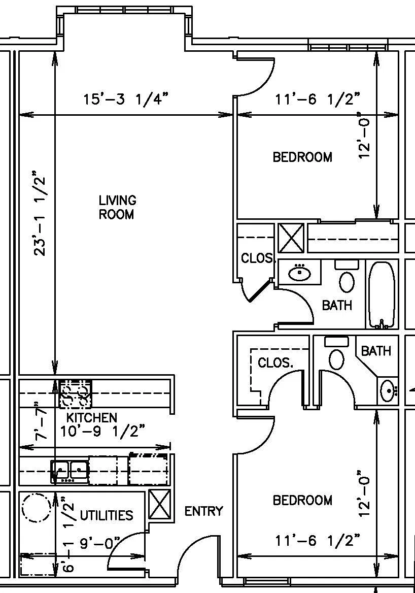 Floor plan 2 Bedrooms 2 Bathrooms NORTH
