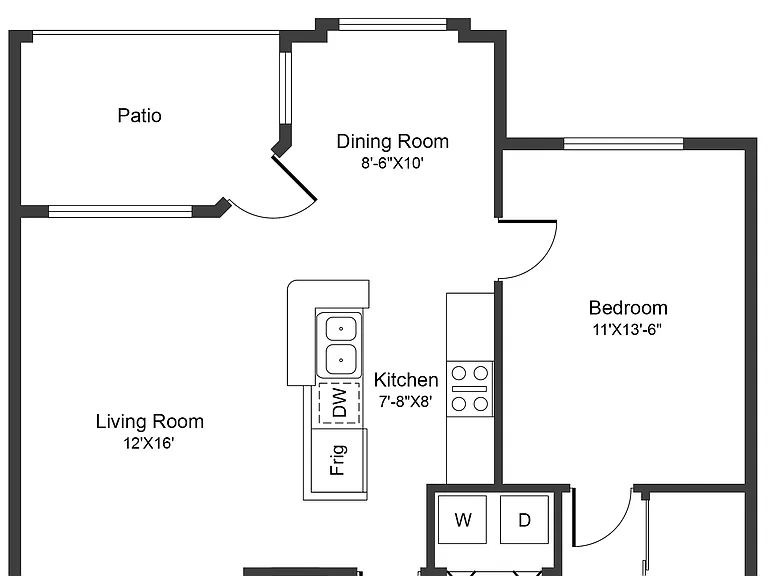 A3 - 1x1 Floor Plan A3 - 1x1 Floor Plan