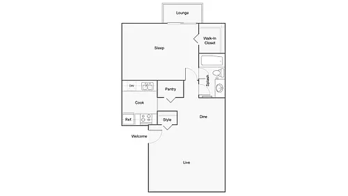 Floor plan 1 Bed 1 Bath A