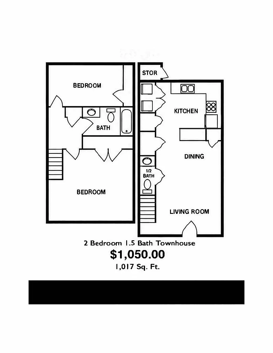 Floor plan 2 Bedroom Townhome