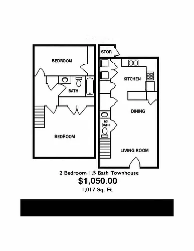 Floor plan 2 Bedroom Townhome
