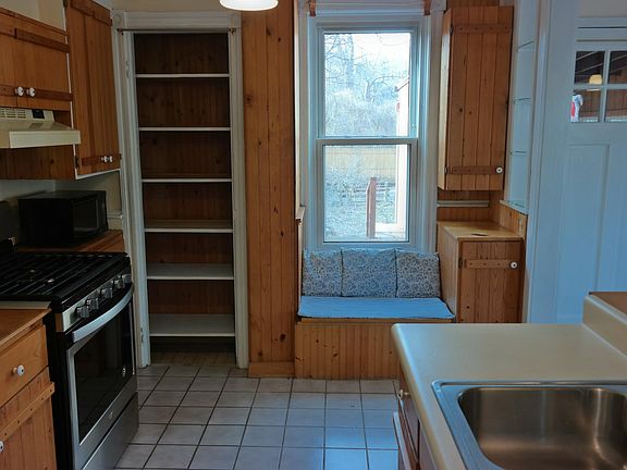 Kitchen with built-in bench.