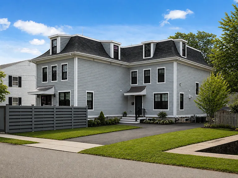 Front yard, private driveway and entrance