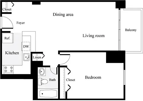 Floor plan 1 Bedroom D