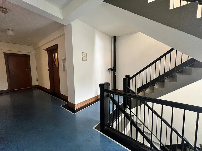 Stairs and historic elevator.