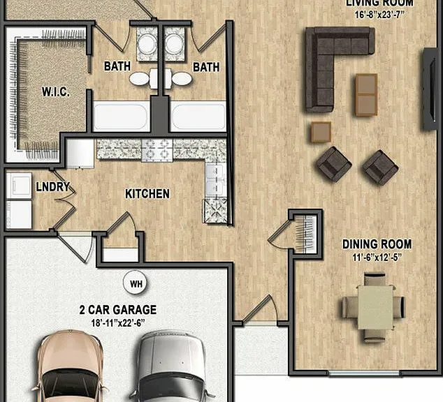 The Covington is a two-bedroom, two-bathroom home featuring a two-car garage, in-unit laundry, walk-in-closet and a private patio or balcony. The Covington is a two-bedroom, two-bathroom home featuring a two-car garage, in-unit laundry, walk-in-closet and