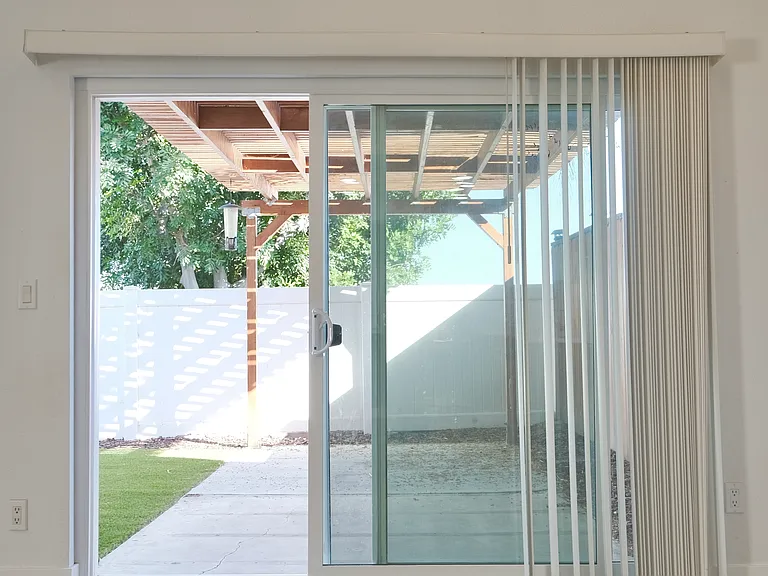 Sliding patio door in dining room