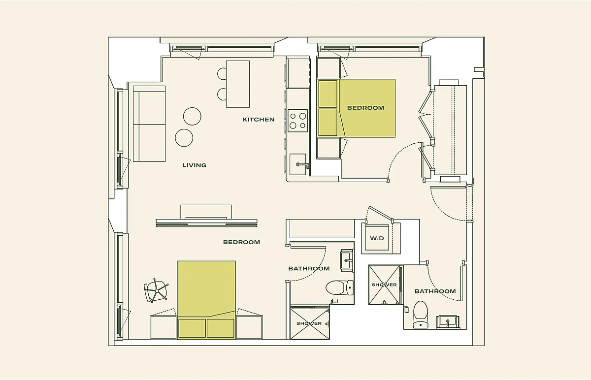 Floor plan Two Bedroom (B3)