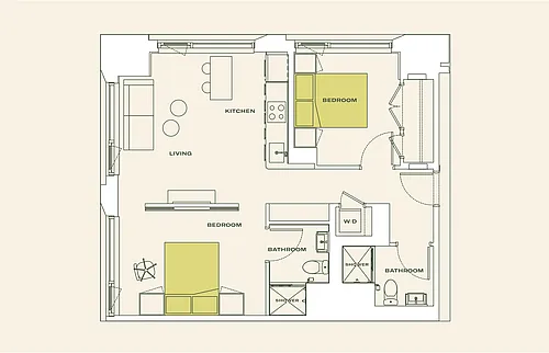 Floor plan Two Bedroom (B3)