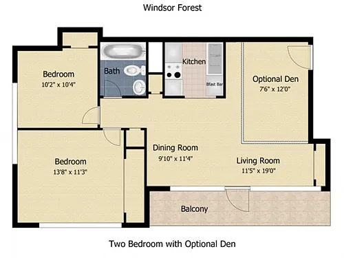 Floor plan 2 Bedroom Den