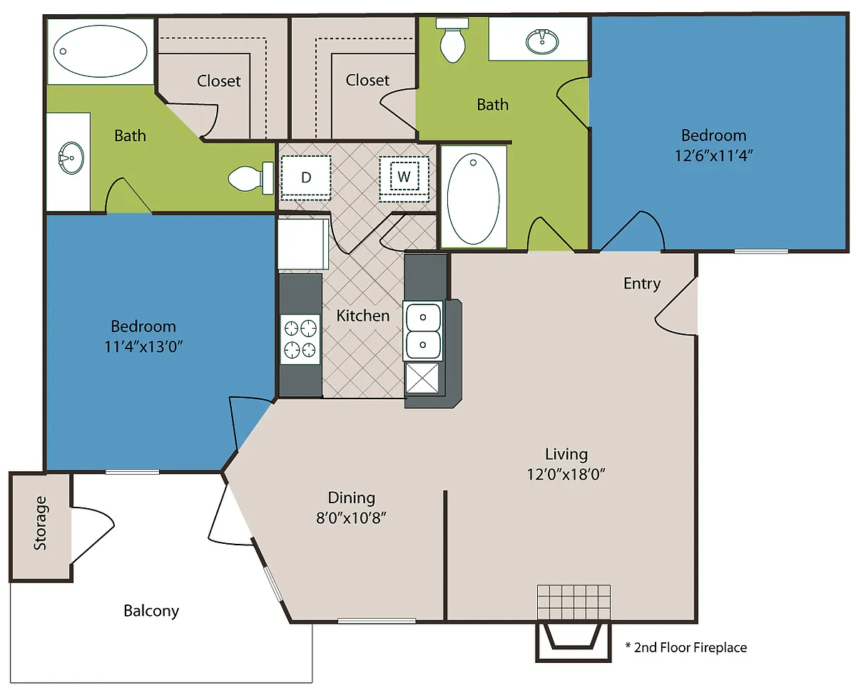 Floor plan 2 bedroom 2 bathroom 1016 sq ft