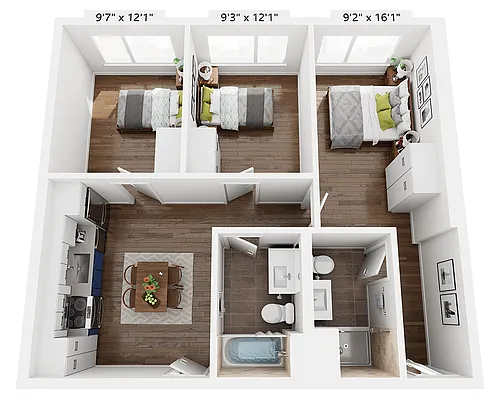 Floor plan Three Bedroom C2D