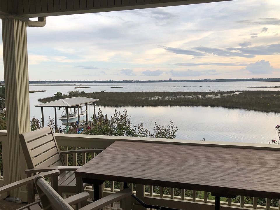Back porch and boat dock. 
