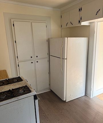 Charming, built-in pantry. Gas stove.