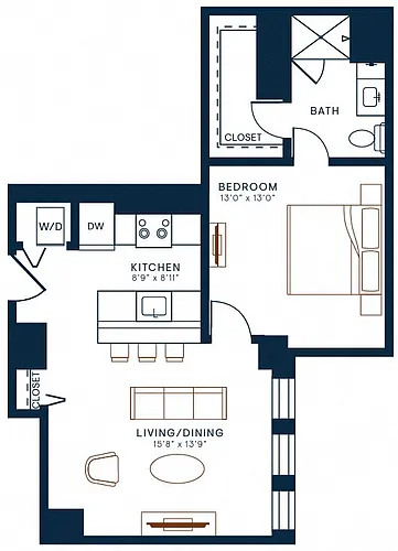 Floor plan 1 Bedroom 15