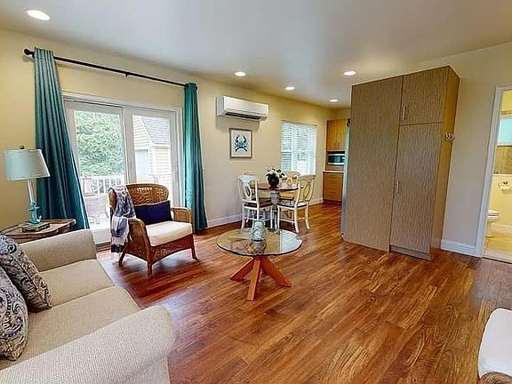 View from living room into kitchen