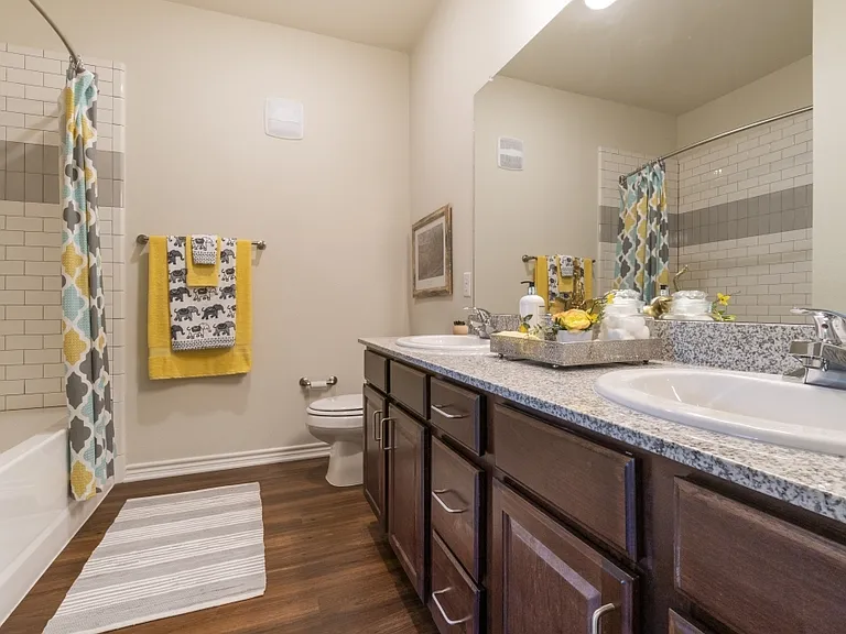 Beautifully designed bathrooms add comfort and style to every apartment home in Tyler, TX.