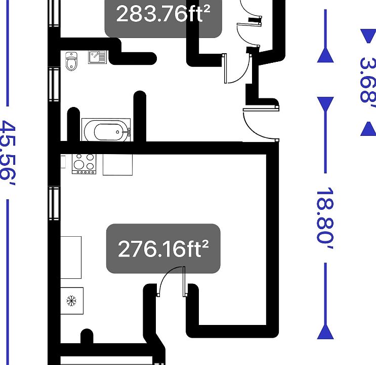 Approximate measurements of this apartment.