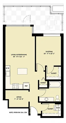 Floor plan 1 Bedroom 1 Bath Den B5