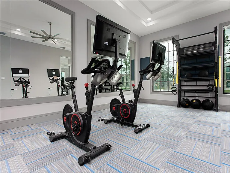 Ultra-Modern 24-Hour Fitness Center with Cardio and Lifting Stations.