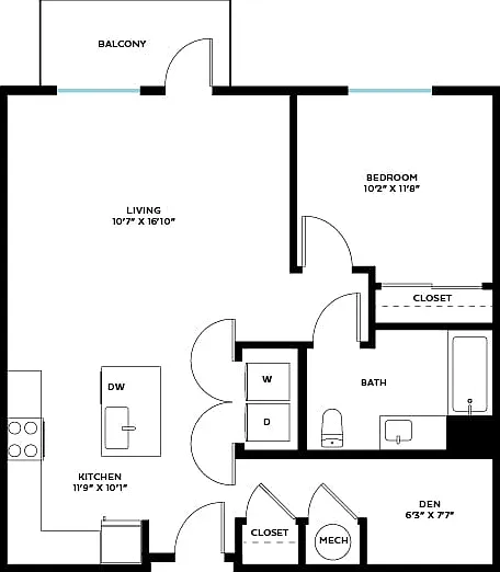 Station 1 Bed + Den Station 1 Bed + Den