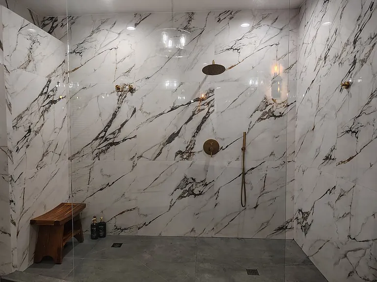 Master Bath shower area with bench
