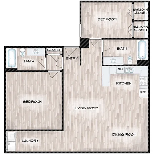 Floor plan 2 Bedroom 2 Bathroom