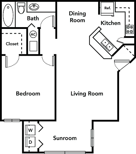 Floor plan 1 Bedroom 1 Bathroom