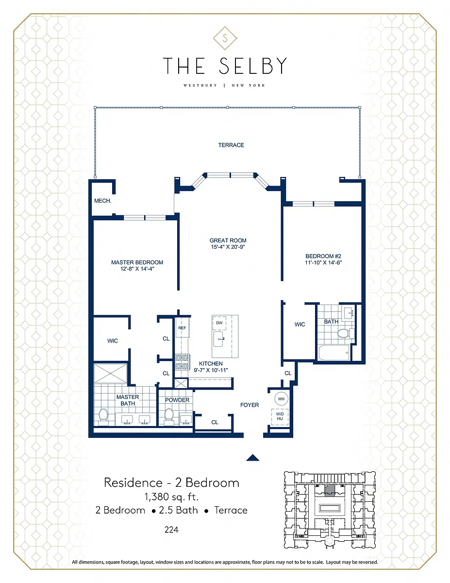 Floor plan 2 Bed - 2.5 Bath - Terrace