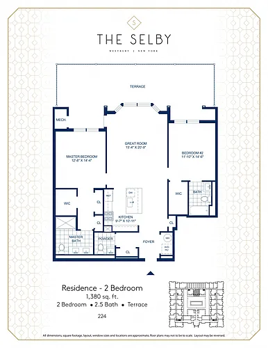Floor plan 2 Bed - 2.5 Bath - Terrace