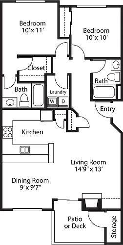 Floor plan Two Bedroom Two Baths