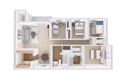 Floor plan 4 Bedroom, 2 Bath
