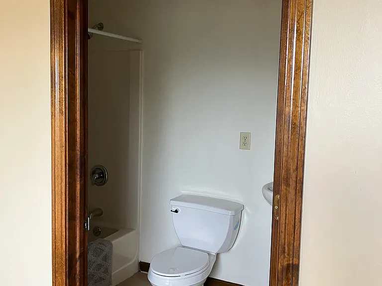 Bathroom with elongated toilet